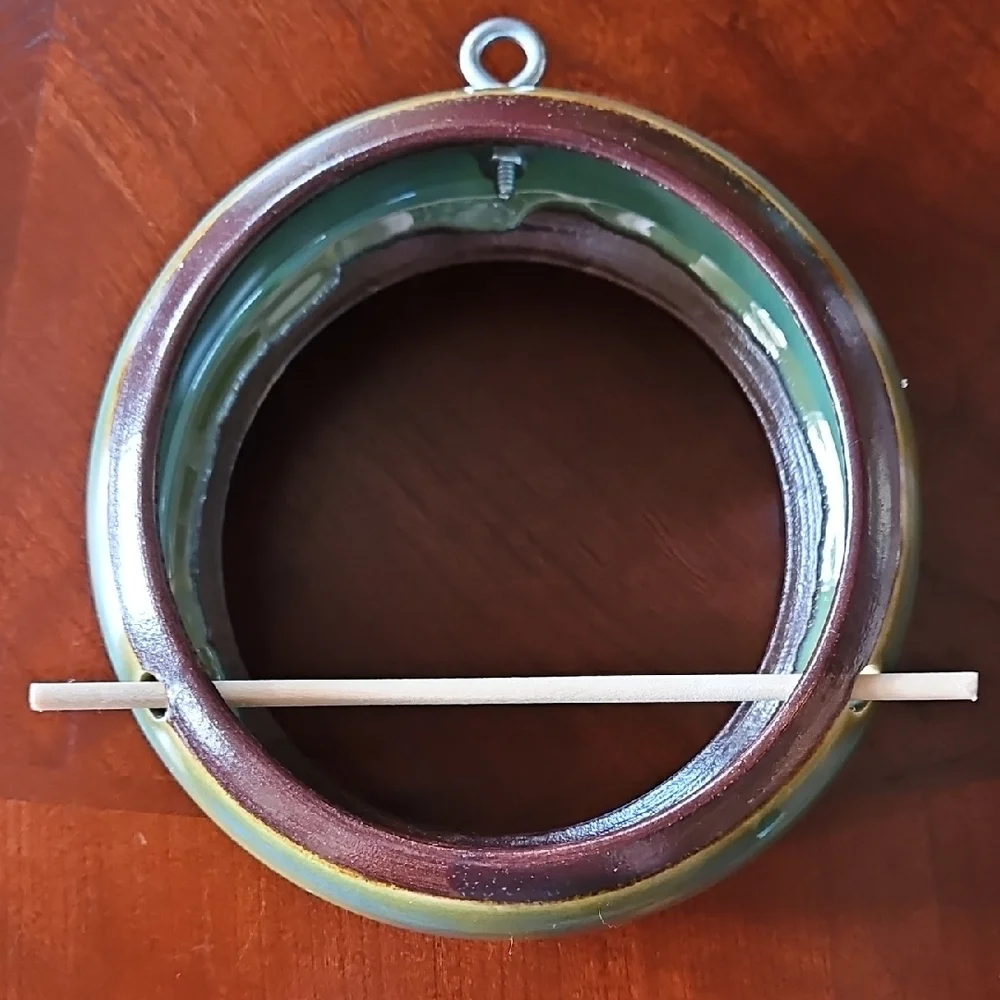 Handcrafted Hanging Fly-Through Ceramic Bird Feeder with Perch